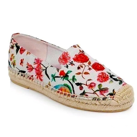 Rampage Women's Floral Bird Print Espadrilles Loafers Pink and Blue Size 9 - Picture 1 of 14